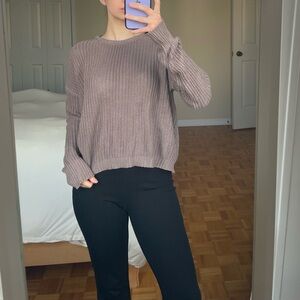 Brandy Melville Taupe Crew Neck Sweater